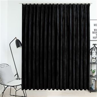 Cortina Blackout vidaXL com ganchos 290x245 cm veludo preto - 1