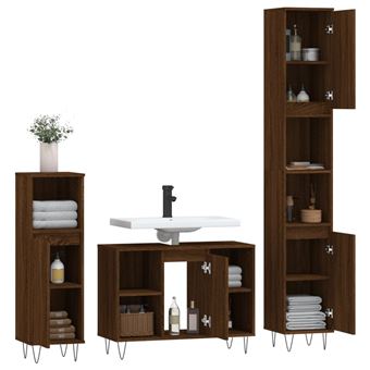 vidaXL 3 pcs conjunto móveis casa de banho derivados de madeira branco