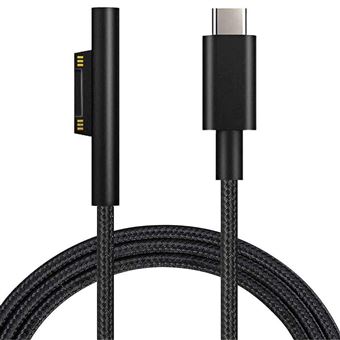 Cabo carregador USB-C Antiimpacto | Nylon trançado | magnético| 65w | para Microsoft Surface Pro 3 / 4 / 5 / 6 / 7 /8 - 1