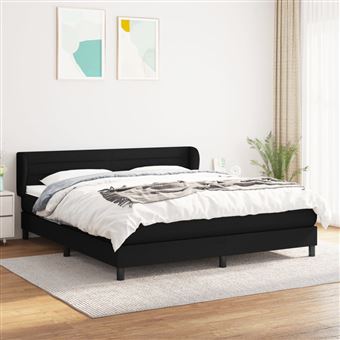 Cama com molas e colchão vidaXL | 180x200 cm | tecido preto - 1