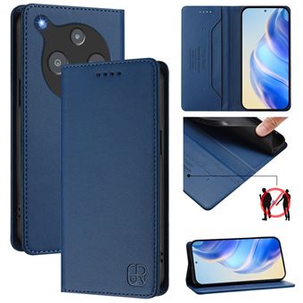 Capa Flip FOXDOCK para ZTE Nubia P9 Pro 5G | RFID | Bloqueio Magnético | Couro PU | 2 Compartimentos para Cartões | Azul escuro - 1