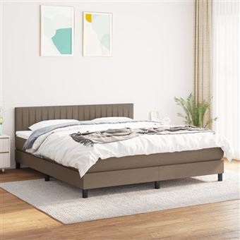 Cama com molas e colchão vidaXL | 160x200 cm | tecido castanho-acinzentado - 1
