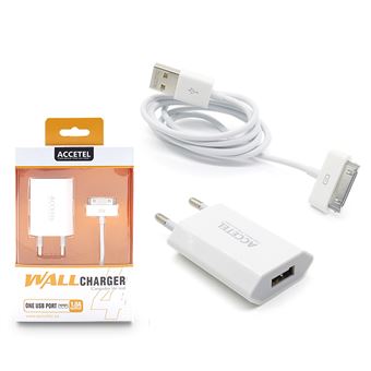 Carregador Entrada USB + Cabo iPhone 30 Pins Accetel AC121  - Branco - 1