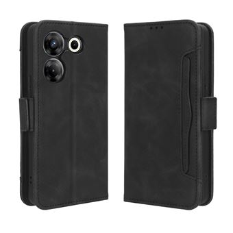Capa FOXDOCK Protetora para Tecno Camon 20 Pro 5G | Suporte e Flip de couro PU | À Prova de Choque | Preto - 1
