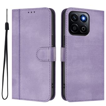 Capa FOXDOCK para Honor X7C 4G | Estilo Vintage | TPU com Textura de Pele Antiderrapante | Compartimentos para Cartões e Suporte | Roxo - 1