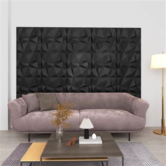 Painéis de parede 3D vidaXL | 12 Peças | 50x50 cm | 3 m² | Preto diamante - 1
