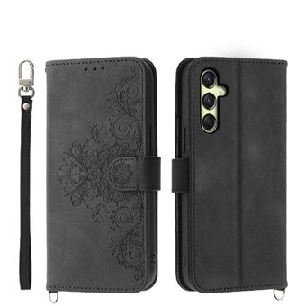 Capa ZURSANA para Samsung Galaxy A16 | Pele com Fecho de Encaixe para Colar + Cordão em Pele | Preto - 1