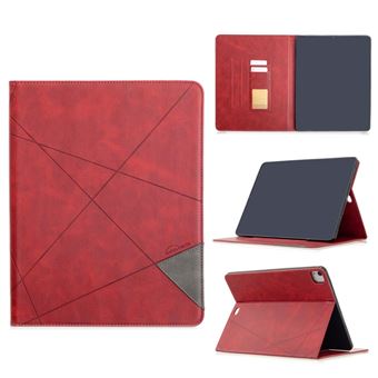Capa Magunivers Pu Padrão Geométrico Design Legal Função Automática de Ativar/Desativar Vermelho para Apple Ipad Pro 12.9 Inch (2020)/(2018) - 1