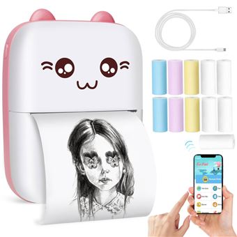 Impressora térmica de bolso DUDAO C9 bluetooth cat shape | + 6 papel de impressão a cores + 5 papel térmico | Rosa - 1