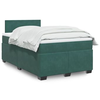 Cama boxspring com colchão vidaXL | 120x200 cm | veludo verde-escuro - 1