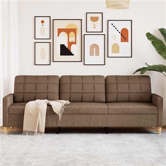 Sofá de 3 lugares tecido vidaXL | 210 cm | castanho - 1