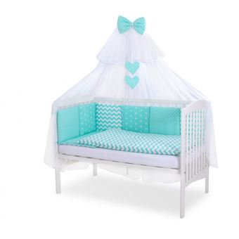 Conjunto roupa de cama para berço PRIMEIRO NINHO DAMORE | kit 5 elementos Mix | Verde - 1