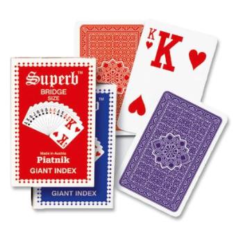 Superb Bridge Giant Index Single Pack Blue Or Red 1495 Piatnik Playing Cards - 1