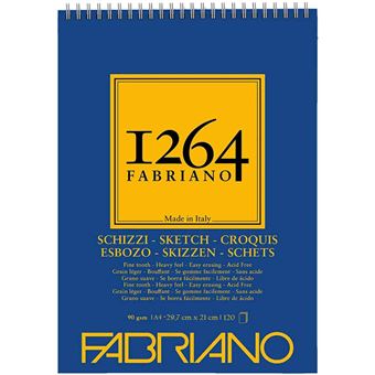 Bloco de Desenho Fabriano 1264 Croquis A4 Espiral | 90G | 120 Folhas | F19100637 - 1