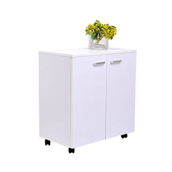 Armário Móvel HOMCOM em Madeira com Rodas e 2 Portas com Prateleiras - 1