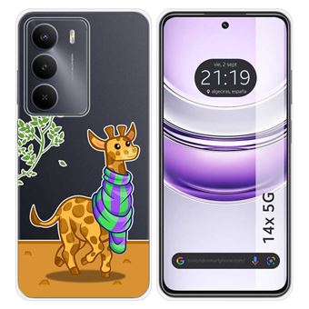 Capa de Silicone Transparente Tumundosmartphone para Realme 14x 5G | Desenhos de girafa - 1