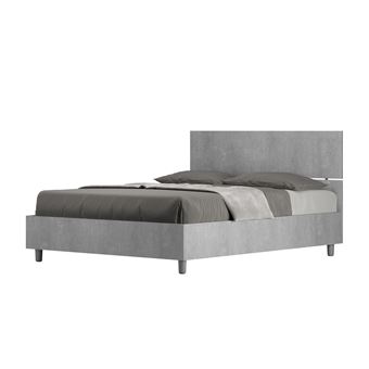 Cama de casal sem Estrado Ityhome Demas | 140x190 cm | Cabeceira Reta cimento - 1