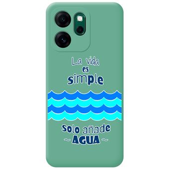 Capa Tumundosmartphone de silicone líquido verde para Oppo Reno 14 F / 14F 5G | desenhos de design de água - 1