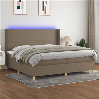 Cama box spring com colchão e LED vidaXL | 200x200 cm | tecido cinza-acastanhado - 1