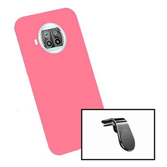 Kit Phonecare | Película de Vidro 5D Full Cover + Capa Silicone Líquido + Suporte Magnético L Safe Driving para Carro para Xiaomi Mi 10i - Rosa - 1