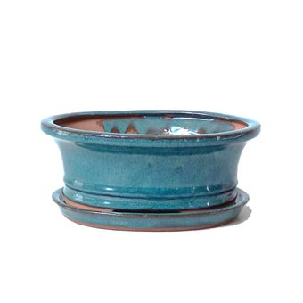 Vaso Oval + Prato | Luso Bonsai | 19,5x15x6 cm | Verde - 1