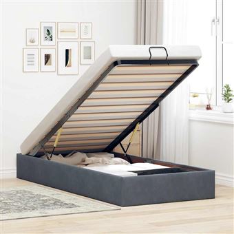 Estrutura de cama otomana sem colchão vidaXL | 100x200 cm | cinzento escuro - 1