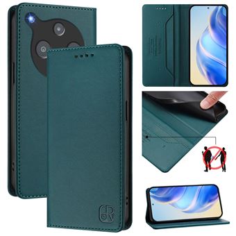 Capa Flip FOXDOCK para ZTE Nubia P9 Pro 5G | RFID | Bloqueio Magnético | Couro PU | 2 Compartimentos para Cartões | Verde escuro - 1