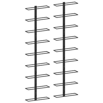 Garrafeiras vidaXL de Parede para 18 garrafas 2 Peças ferro preto - 1