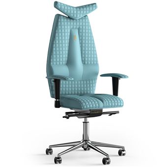 Cadeira de Escritório Ergonómica KULIK SYSTEM JET | Couro PU | Costura de design | Azul claro - 1