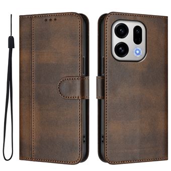 Capa FOXDOCK para OPPO Find X9 | Estilo Vintage | TPU com Textura de Pele Antiderrapante | Compartimentos para Cartões e Suporte | Castanho - 1