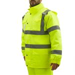 Casaco de Trabalho PrimeMatik Amarelo com Refletor para Segurança com Capuz Tamanho M