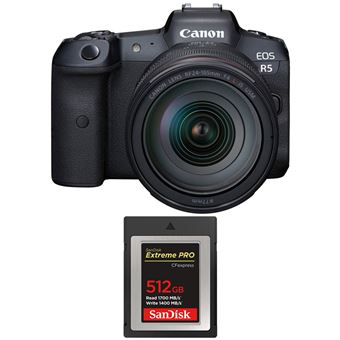 Máquina Fotográfica Canon EOS R5 + RF 24-105mm f/4L IS USM + SanDisk 512GB Extreme PRO CFexpress Type B + PDF 15 técnicas para melhorar as suas fotografias - 1