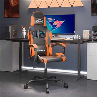 Cadeira gaming vidaXL couro artificial preto e laranja - 1