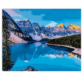 Quadro de Pintar ProTsvetnoy por Números Montanha e Rio | Tela 40 x 50 cm - 1