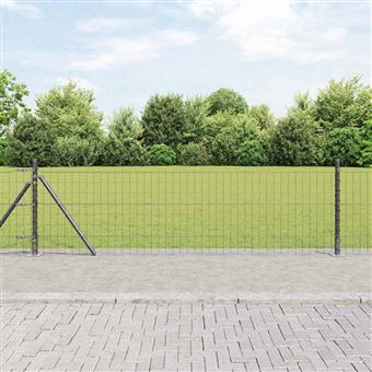 Cerca com Poste vidaXL | Cinzento | 0,6 x 10 m | Aço e PVC - 1