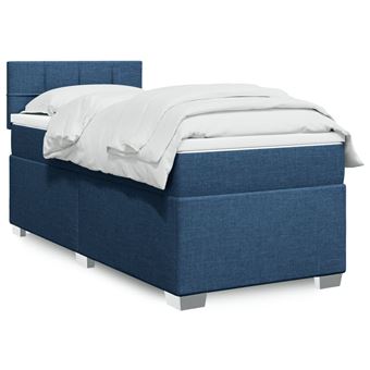 Cama com molas/colchão vidaXL | 90x200 cm | tecido azul - 1