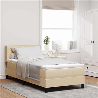 Cama Box Spring com Colchão vidaXL | Creme | 100 x 200 cm - 1