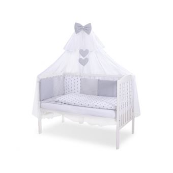 Conjunto roupa de cama para berço PRIMEIRO NINHO DAMORE | kit 5 elementos Mix | Cinza - 1