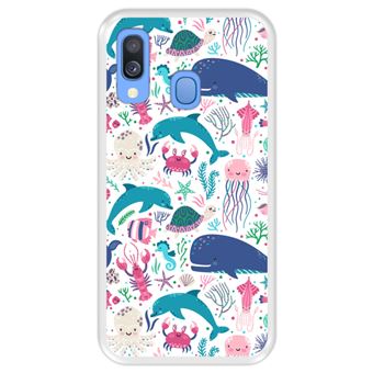 Capa Tpu Hapdey para Samsung Galaxy A40 2019 | Design Animais Subaquáticos | Algas e Corais - Transparente