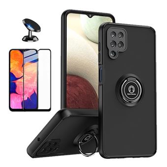 Kit Capa Anti-Impact Clear Armor Ring + Película Vidro + Suporte Magnético Phonecare para Samsung Galaxy A12 | Transparente/Preto - 1