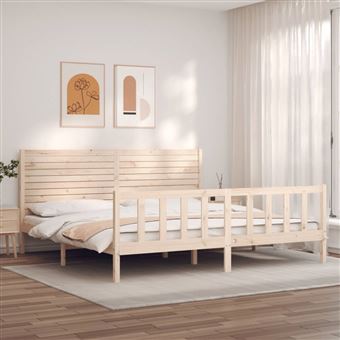 Estrutura de cama Super King Size com cabeceira vidaXL | madeira maciça - 1