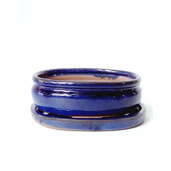 Vaso Oval + Prato | Luso Bonsai | 25x20x8 cm | Azul - 1