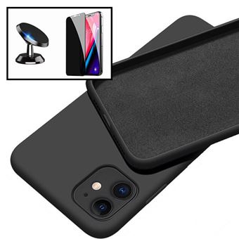 Kit Phonecare | Película de Vidro 5D Anti-Spy + Capa Silicone Líquido + Suporte Magnético Carro para iPhone 12 Mini - Rosa - 1