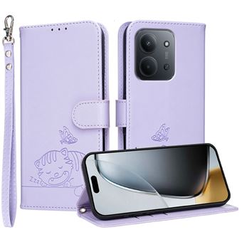 Capa FOXDOCK para Xiaomi POCO C85 | Flip | Bloqueio RFID | Fecho Magnético | Pele Sintética | Alça de Pulso Amovível | Roxo - 1