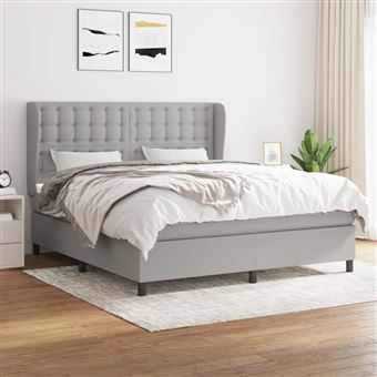 Cama com Molas e Colchão vidaXL | 180x200 cm | tecido cinzento-claro - 1