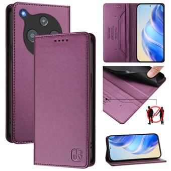 Capa Flip FOXDOCK para ZTE Nubia P9 Pro 5G | RFID | Bloqueio Magnético | Couro PU | 2 Compartimentos para Cartões | Roxo escuro - 1