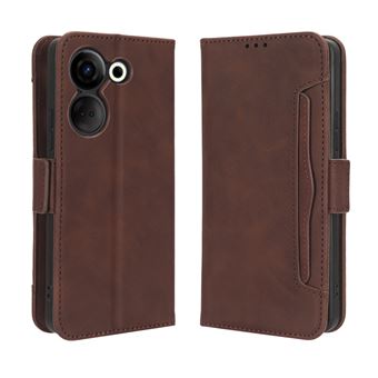 Capa FOXDOCK Protetora para Tecno Camon 20 Pro 4G | Suporte e Flip de couro PU | À Prova de Choque | Castanho - 1