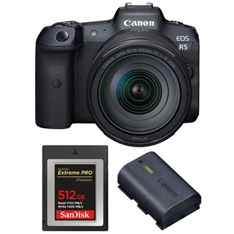 Máquina Fotográfica Canon EOS R5 + RF 24-105mm f/4L IS USM + SanDisk 512GB Extreme PRO CFexpress Type B + Canon LP-E6NH + PDF 15 técnicas para melhorar as suas fotografias - 1