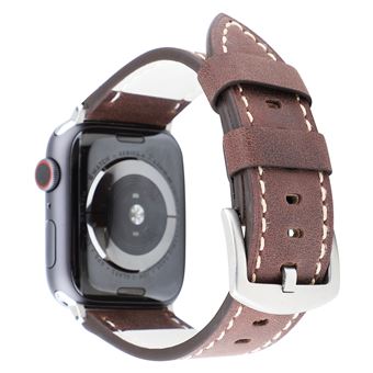 Bracelete de Couro HSMY Clássico para Apple Watch Series 6/ SE/ 5/ 4 | 40 mm - Castanho Escuro - 1