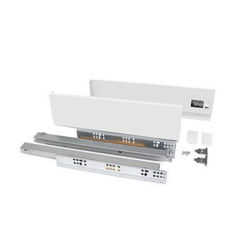Kit Emuca de Gaveta Vertex para Cozinha E Banho | Altura 93 mm | Prof. 400 mm | 40 Kg | Fecho Suave | Aço | Branco - 1
